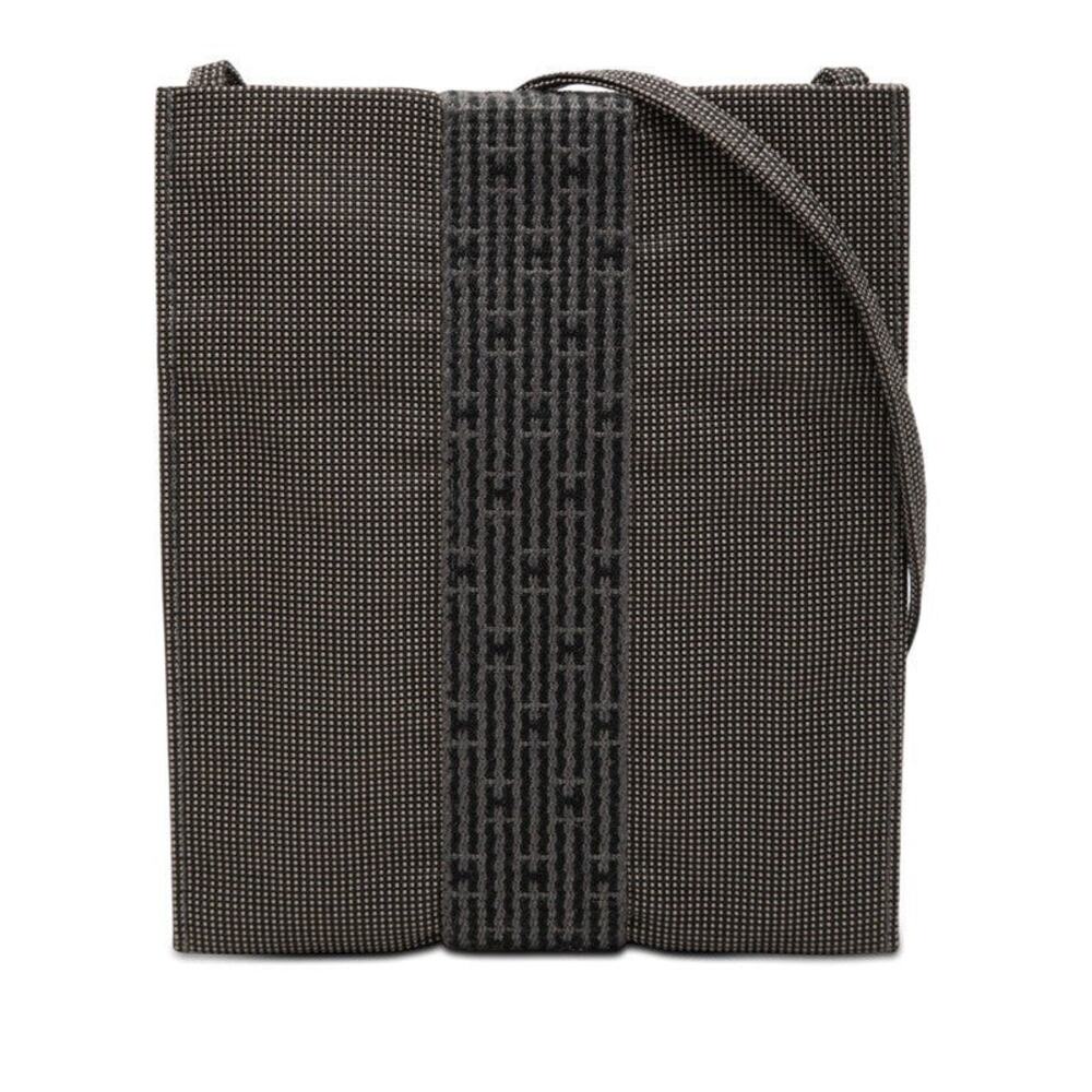 Hermes Herline Mini Pochette Canvas Shoulder Bag Gray